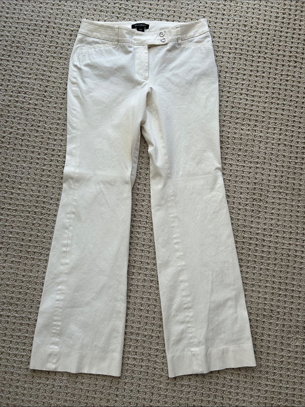 White House Black Market warm white Modern Boot Cut Cotton pant